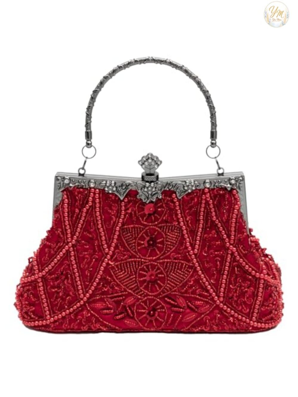 Beaded Sequin Clutch Evening Bag Detachable Chain Crossbody Formal Purse